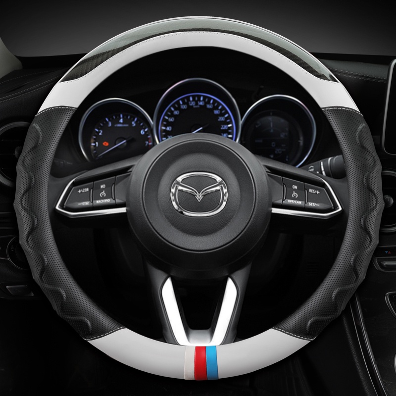 Vỏ Bọc Vô Lăng Bằng Da Sợi Carbon Cho Mazda 3 Axela Atenza Mazda6 Mazda CX-3 CX-4 CX-5 CX-7 CX-9