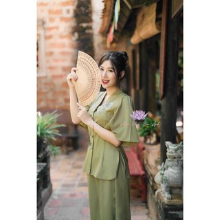 Pháp phục đi chùa lụa cao cấp thiết kế