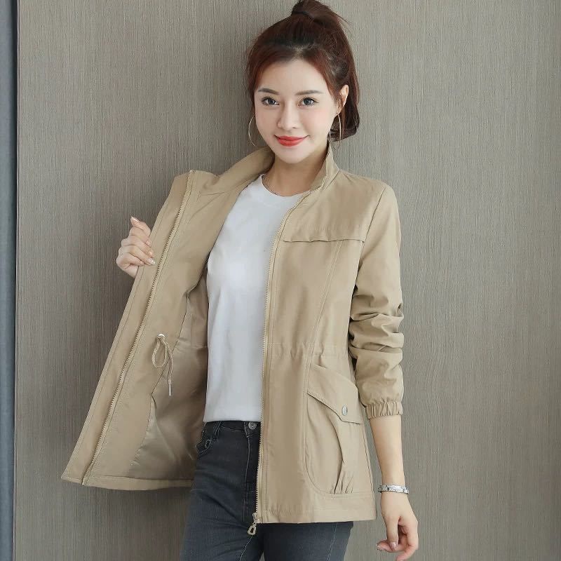Áo Khoác Gió Hai Lớp Mẫu Mới Năm 2021 Phong Cách Hàn Quốc Thời Trang Xuân Thu Cho Nữ