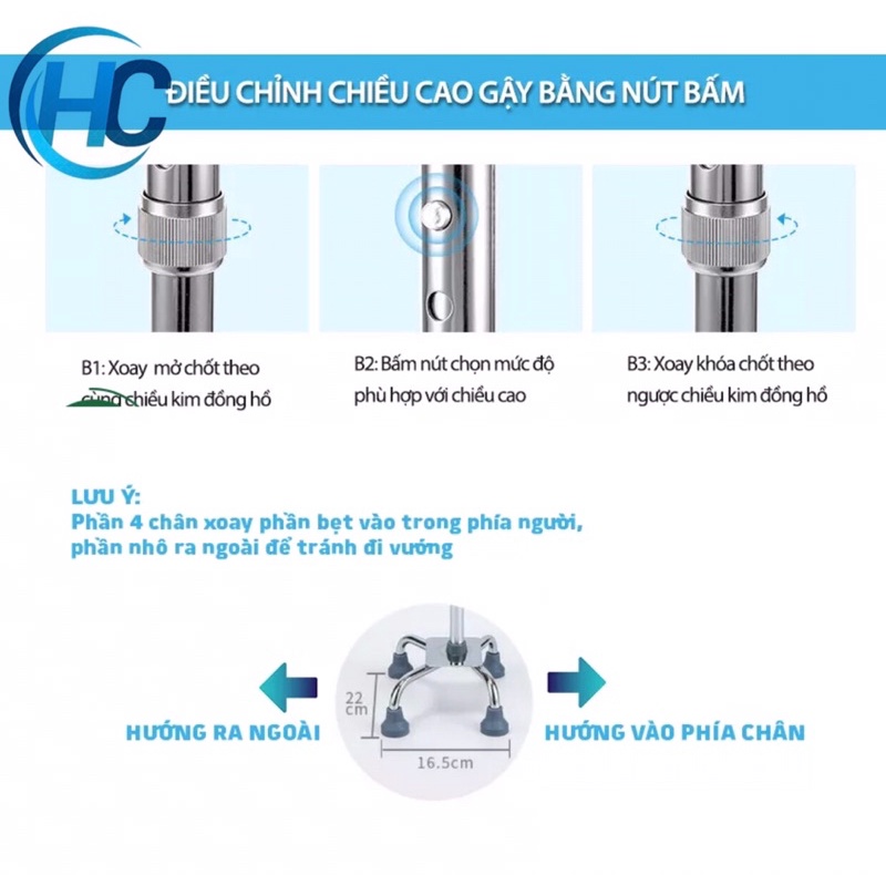 Gậy 4 Chân Thấp Lucass B-924