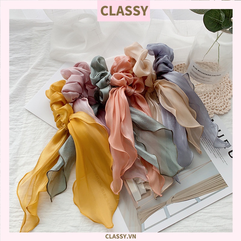 Dây cột tóc Classy scrunchies vải voan 16.5cm màu pastel nhẹ nhàng dành cho nữ PK1209