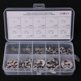 Bộ 120 phe gài trục chữ e, phe cài 3 chấu, phe cốt quạt nhiều size 1.5mm-10mm