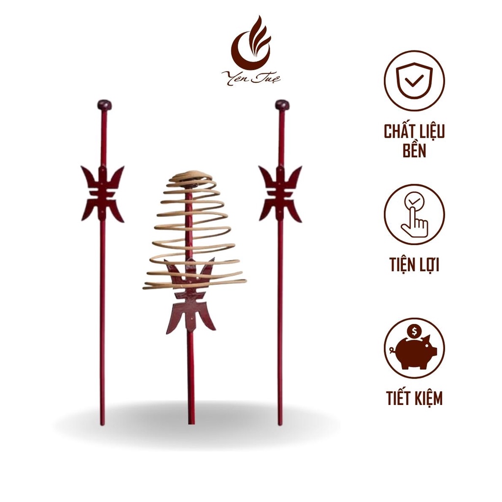 GIÁ ĐỠ HƯƠNG VÒNG, cây cắm nhang bằng gỗ nhỏ gọn, chắc chắn, độ bền cao, sơn đỏ bắt mắt