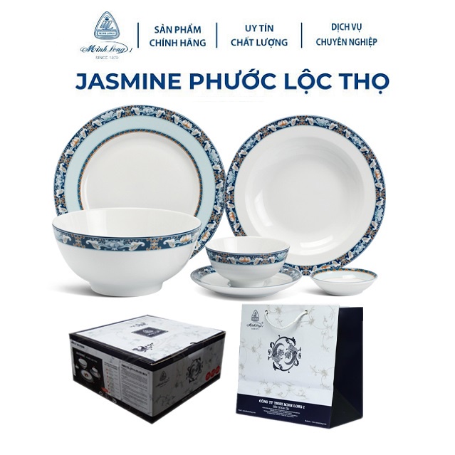 bộ tô chén dĩa Phước Lộc Thọ sứ Minh Long kèm hộp quà tặng - bộ tô chén dĩa Phước Lộc Thọ sứ minh long