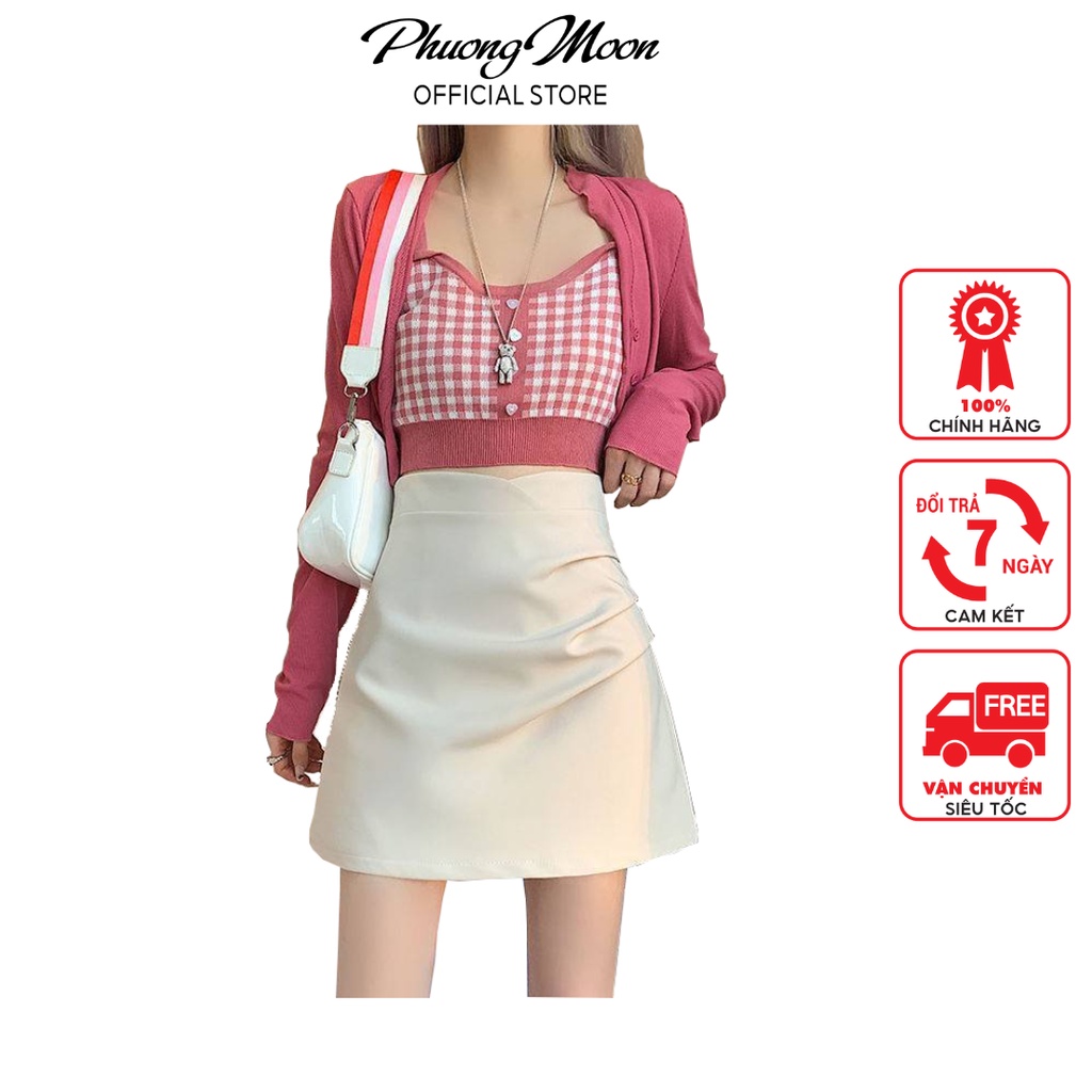 Chân váy chữ a PHUONG MOON, vải tuyết mưa, nhún eo tiểu thư sang chảnh