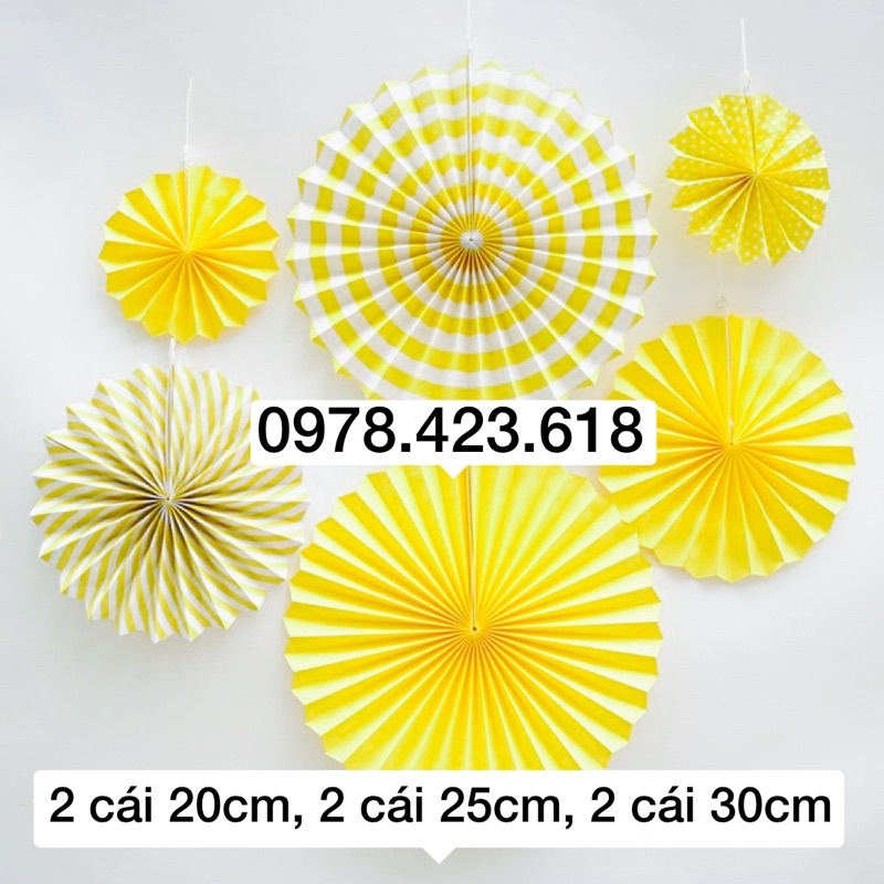 Set 6 quạt Giấy trang trí sinh nhật, hội nghị, tiệc cưới, lớp học, văn phòng decor studio Lễ Tết - party fan