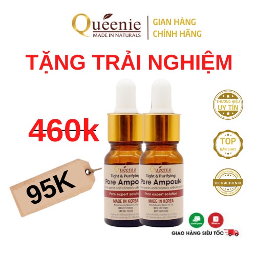 Bộ Đôi Tinh Chất Serum Se Nhỏ Lỗ Chân Lông Queenie AC Pure Hàn Quốc Chính Hãng 10ML [SP Trải Nghiệm]