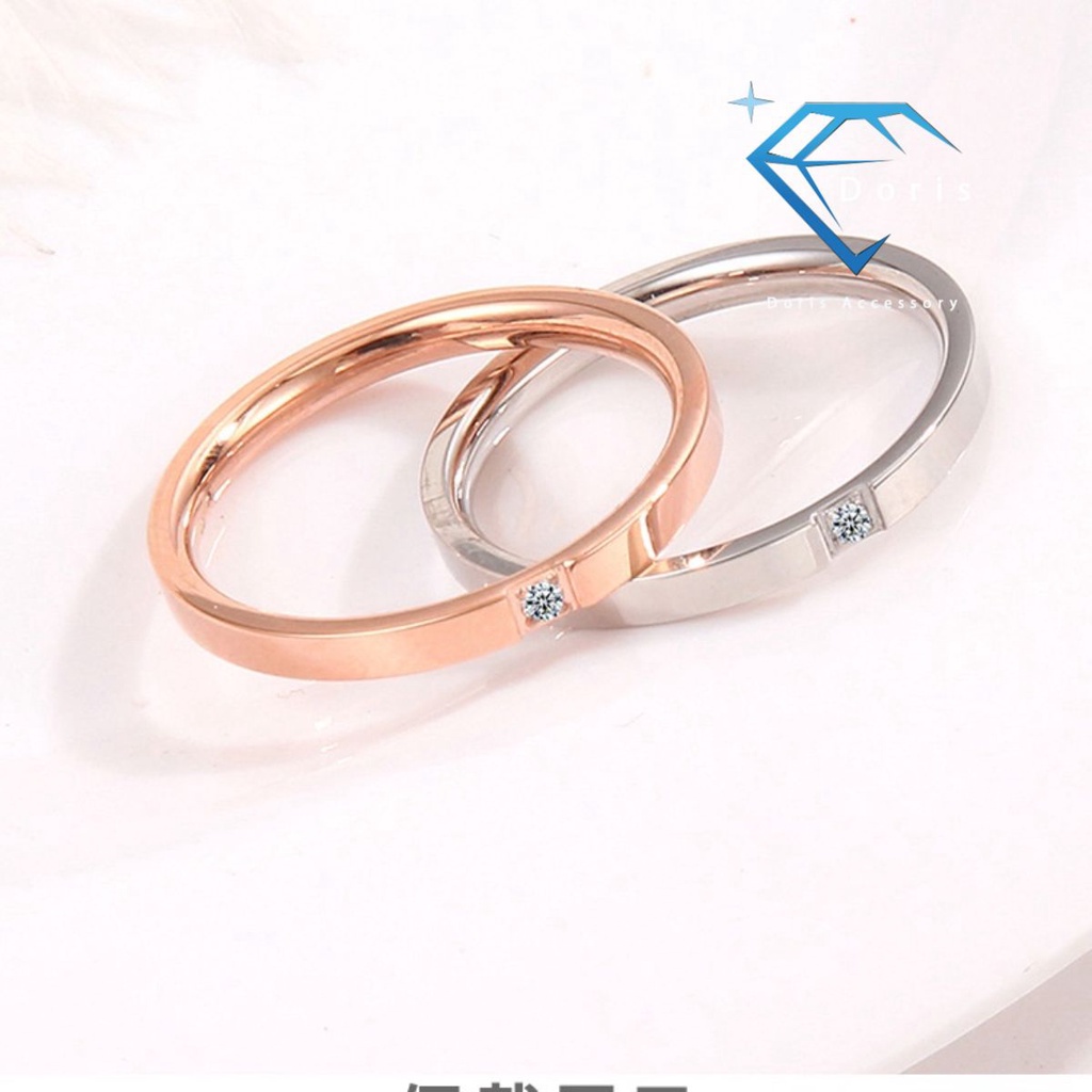 Nhẫn nữ Doris titan 1 hạt đá trắng Silver / Rose Gold J1-307