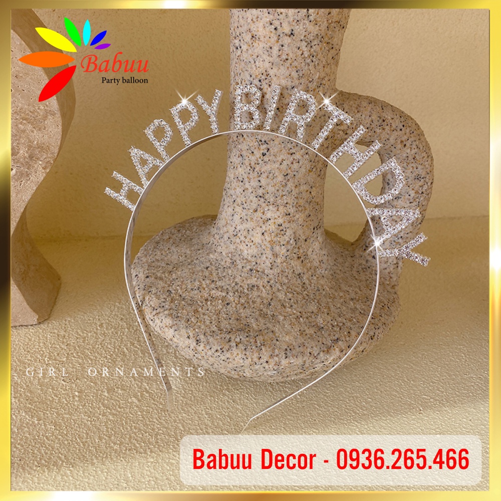 Bờm đá Happy Birthday trang trí sinh nhật