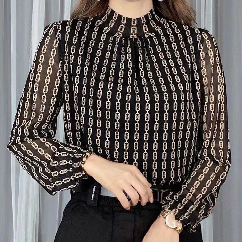Plus Áo Sơ Mi Nữ Tay Dài Phong Cách Vintage Hàn Quốc