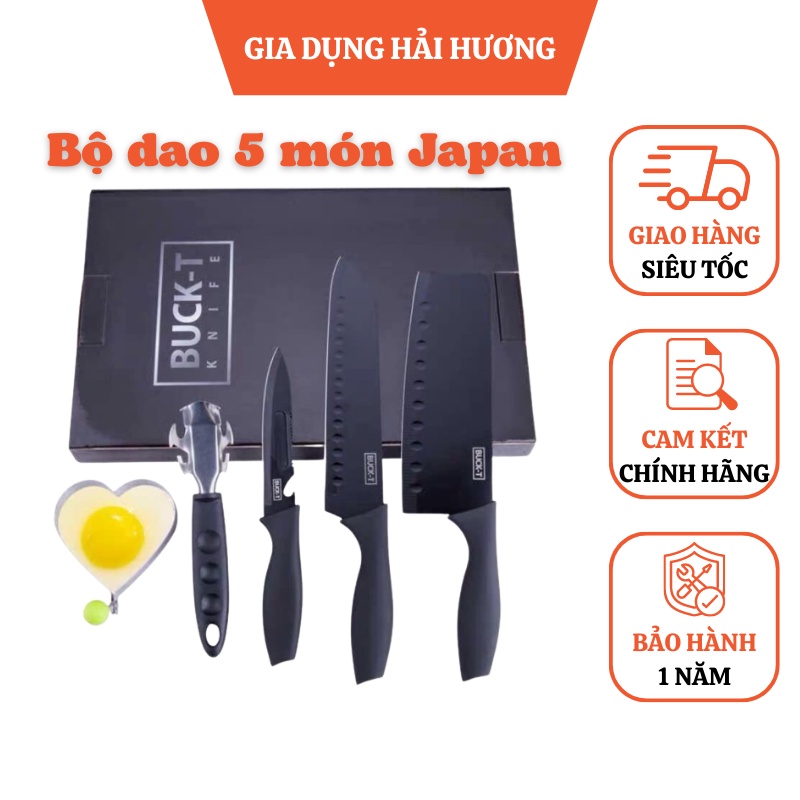 Bộ dao 5 món Nhật Bản thép hợp kim chống gỉ siêu sắc tiện lợi không thể thiếu trong mỗi nhà bếp