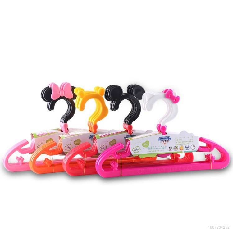 Tốt Nhất Bộ 5 Móc Treo Quần Áo Bằng Nhựa Màu Trơn Hình Hello Kitty Mickey Minnie Winnie Cho Trẻ Em