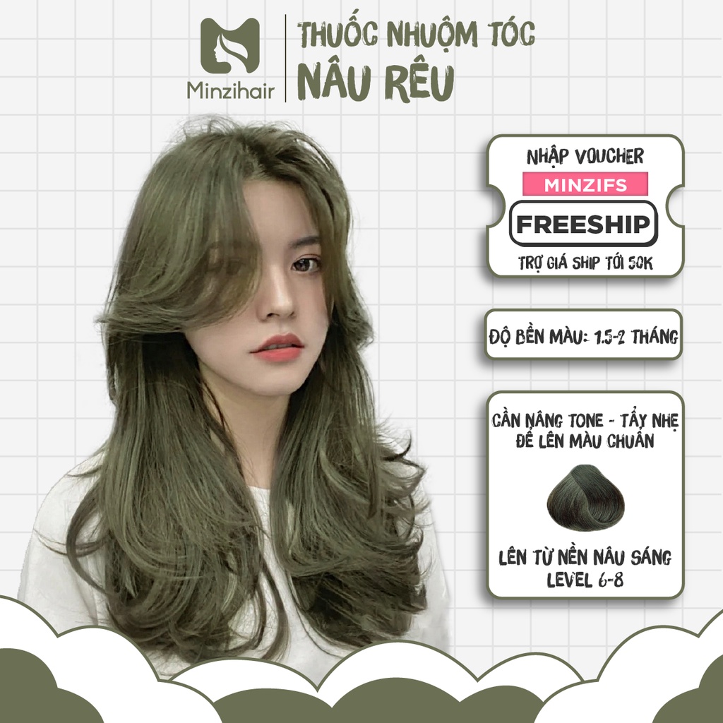 Thuốc Nhuộm Tóc Nâu Rêu | Lên Từ Nền Tóc Nâu - Thuốc nhuộm tóc Minzihair