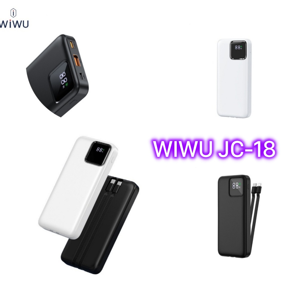 PIN SẠC DỰ PHÒNG WIWU JC-18 CHÍNH HÃNG 10.000 mAh SẠC NHANH PD - Q.C 22.5W CÓ ĐÈN LED KÈM CÁP TYPE C + IPHONE [NEW 100%]