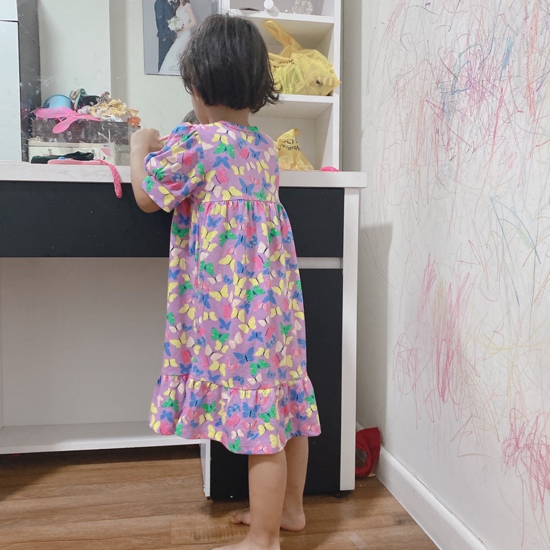 Váy thun cotton tay búp VNXK bé gái