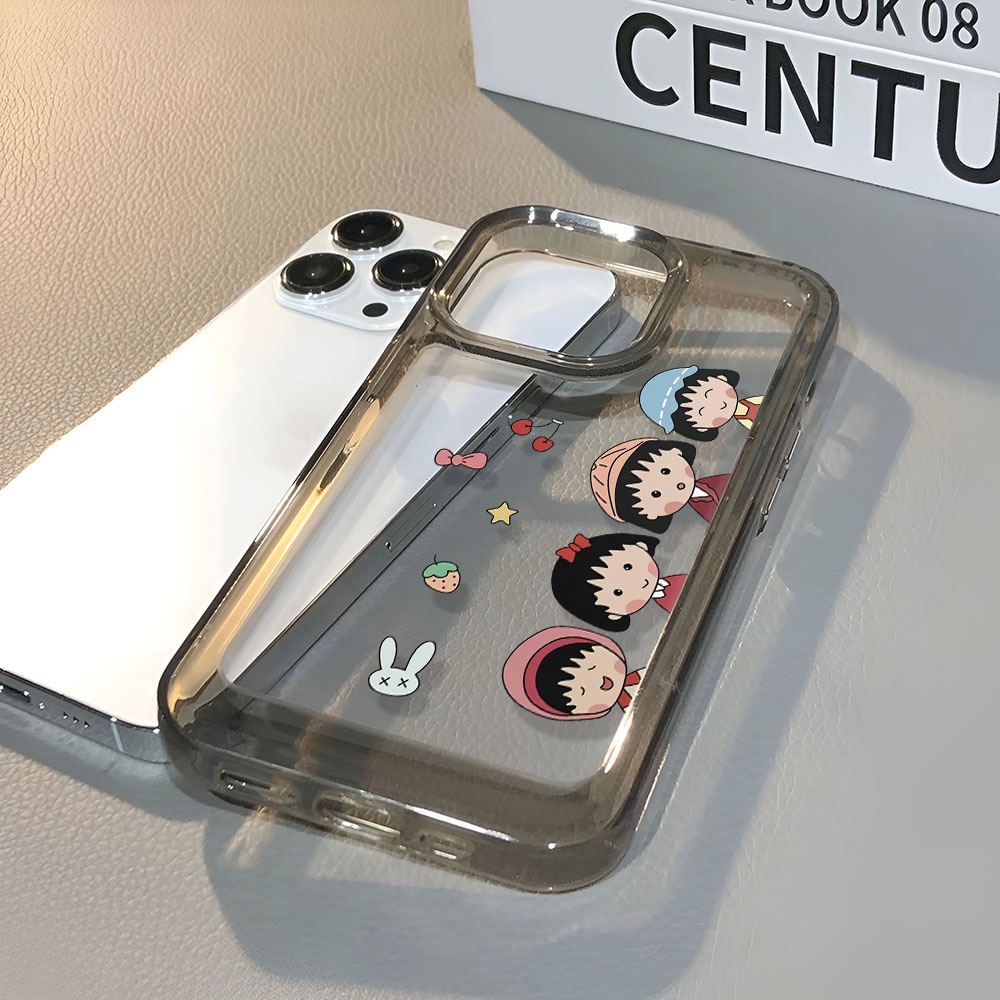 Ốp Điện Thoại Màu Đen In Hình Hoạt Hình Maruko-chan Cho iphone 14ProMax 13 11 12 7Plus X XR XS Max 8 7