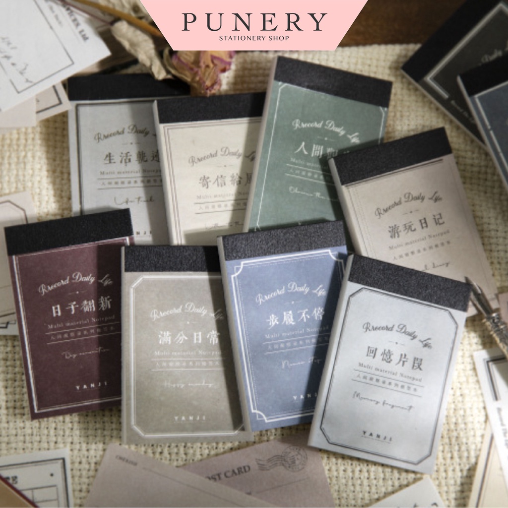 PUNERY - PU005 - Set 50 tờ note decor trang trí phong cách Vintage - YANJI
