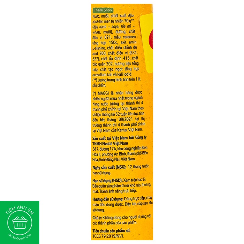 Nước tương đậu nành thanh dịu Maggi chai 200ml / 300ml