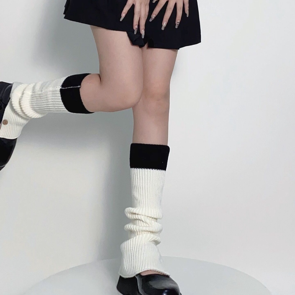 K Dệt Kim Che Chân Phối Màu Tương Phản Thời Trang Thu Đông Dành Cho Nữ Mi