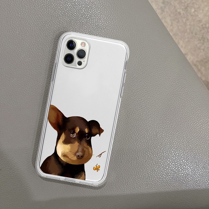 Ốp BVC điện thoại iphone cạnh vuông chó mặt sưng ngộ nghĩnh cho 6/6splus/7/7plus/8/8plus/x/xr/xs/11/12/13/14/pro/max/cho