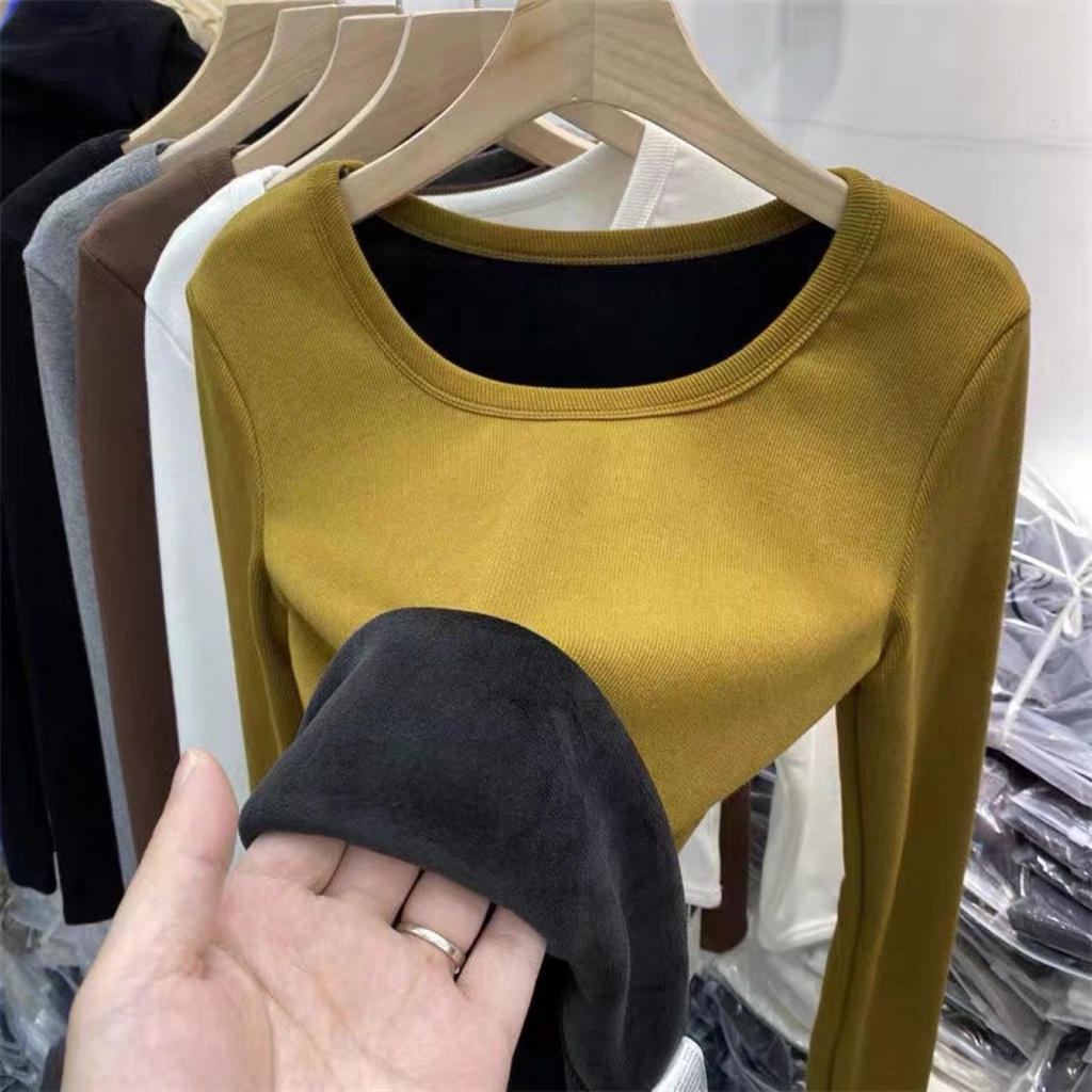 Bộ Đồ Lót Giữ Nhiệt Lót Lông Cừu Dày Dặn Cỡ Lớn Thời Trang Mùa Đông Cho Nữ