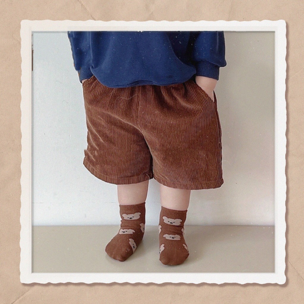 Set 3 đôi tất gấu nâu cổ cao cho bé trai, bé gái siêu cute size 1y-10y