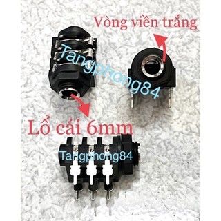 Ổ cắm 6ly Micro ampli viền trắng và viền vàng , lổ cái 6mm, giá 1 combo 10 cái