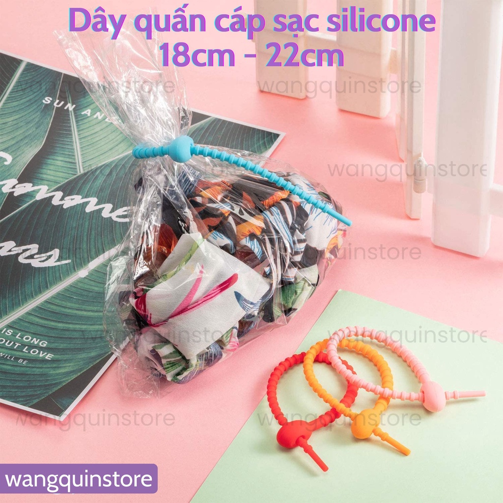 Dụng cụ quấn sắp xếp dây cáp sạc USB/dây cáp cổng tai nghe đủ màu chống rối gọn gàng tiện dụng Silicone cao cấp đủ màu