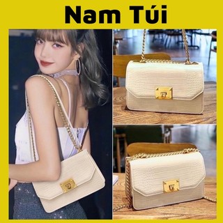 Túi đeo chéo khoá vuông gập 22 cm da rắn
