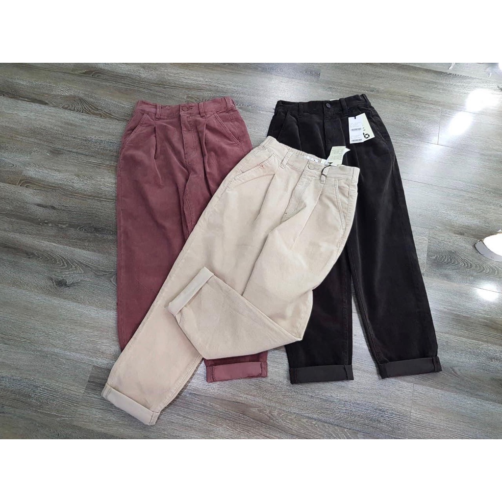 Quần baggy nhung xuất hàn dành cho nữ từ 40-60kg