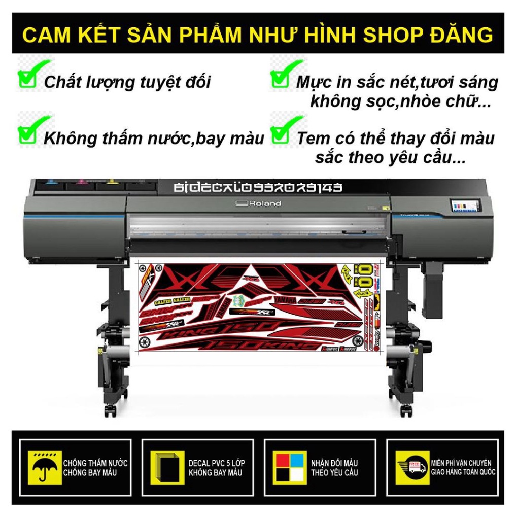 {SÀI GÒN-FREE SHIP] TEM RỜI EXCITER 150 MX KING DÁN XE ĐỎ