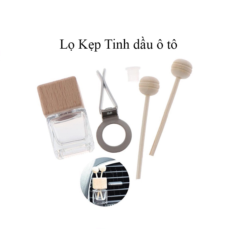 Lọ Đựng Tinh Dầu, Nước Hoa Cài Cửa Gió Điều Hòa Xe Ô Tô Nắp Gỗ Sang Trọng