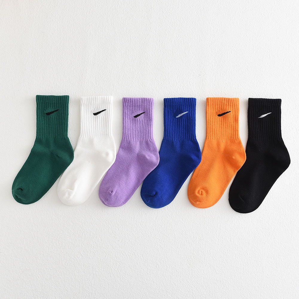 Set 5 đôi tất Nike cao cổ sắc màu cho bé trai bé gái phong cách thể thao