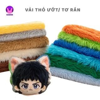 Vải thỏ ướt, vải tơ rán 3cm may tóc doll, vải tơ rán may búp bê