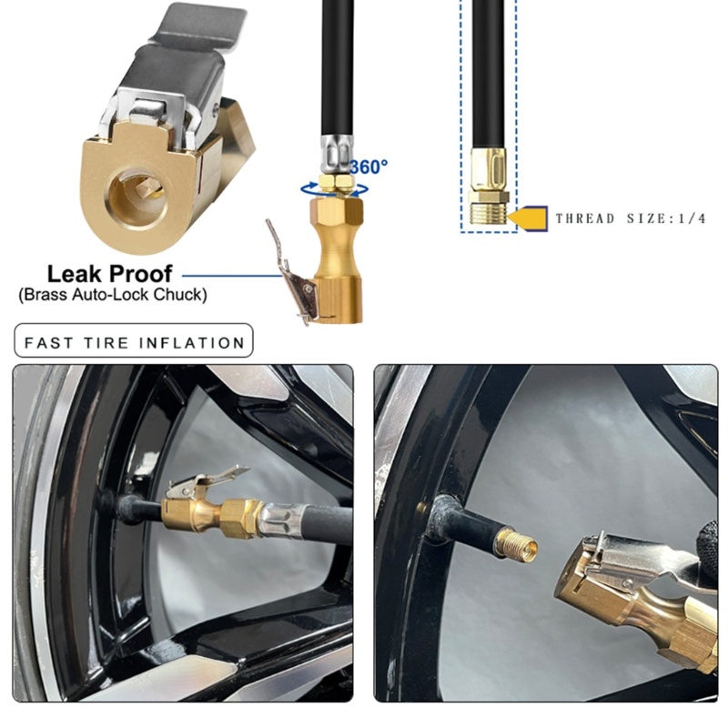 Kẹp Cố Định Bơm Hơi Lốp Xe Có Dòng Chảy Nặng