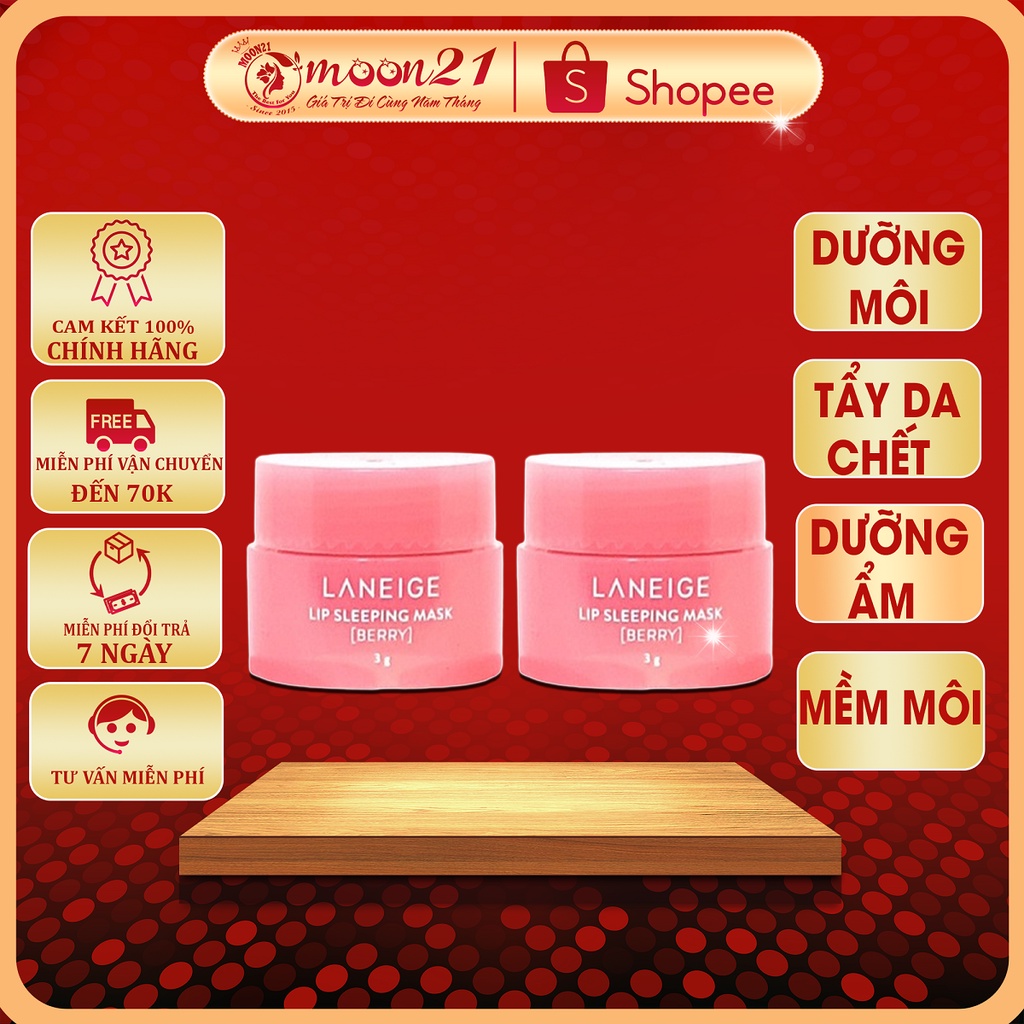 Combo 2 mặt nạ ủ môi LANEIGE Sleeping Mask Mini son dưỡng môi Auth Hàn Quốc