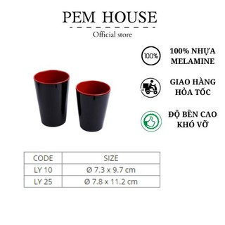 Ly Nhựa Melamine Cao Cấp Hai Lớp Đỏ Đen