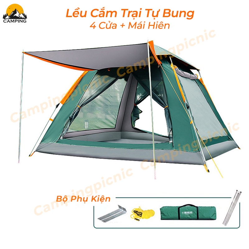 Lều cắm trại dã ngoại tự bung dành cho 4-6 người, chắc chắn dày dặn phù hợp cho gia đình cắm trại cuối tuần