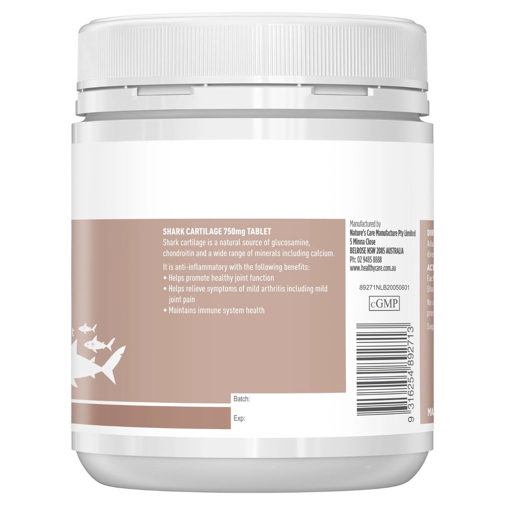 Viên uống Sụn vi cá mập Healthy Care 750mg Hộp 200v