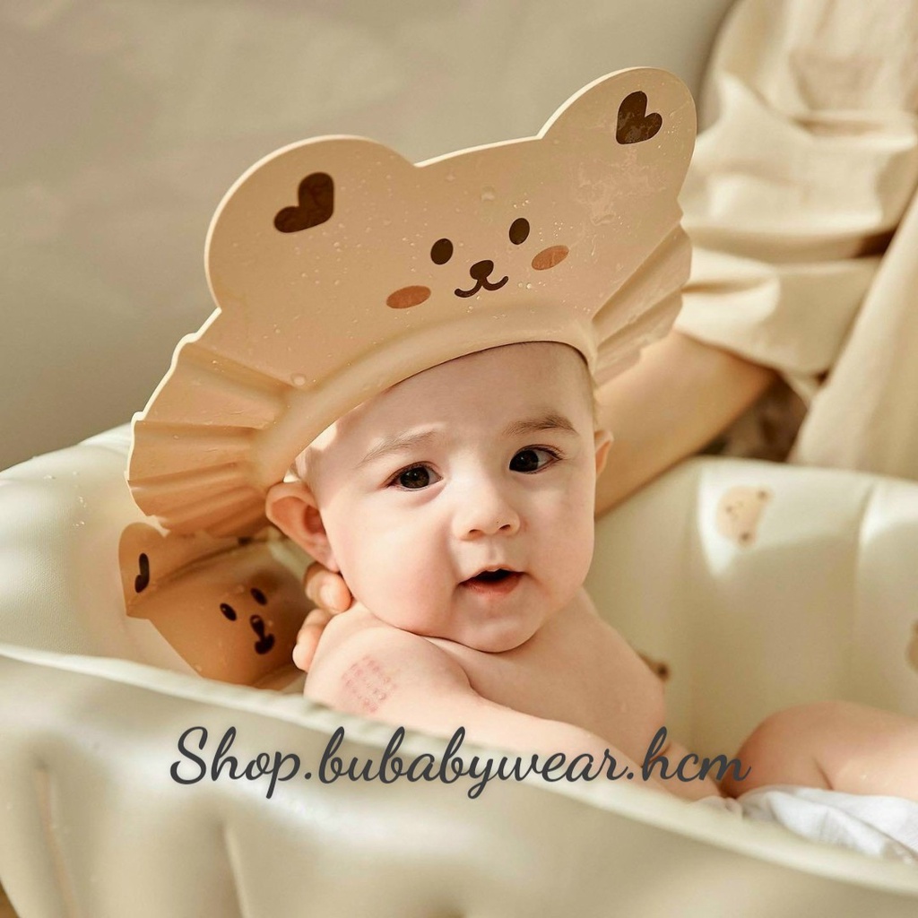 Mũ/Nón Gội Đầu Chắn Nước Họa Tiết Gấu Hàn Quốc Đáng Yêu Cho Trẻ Em