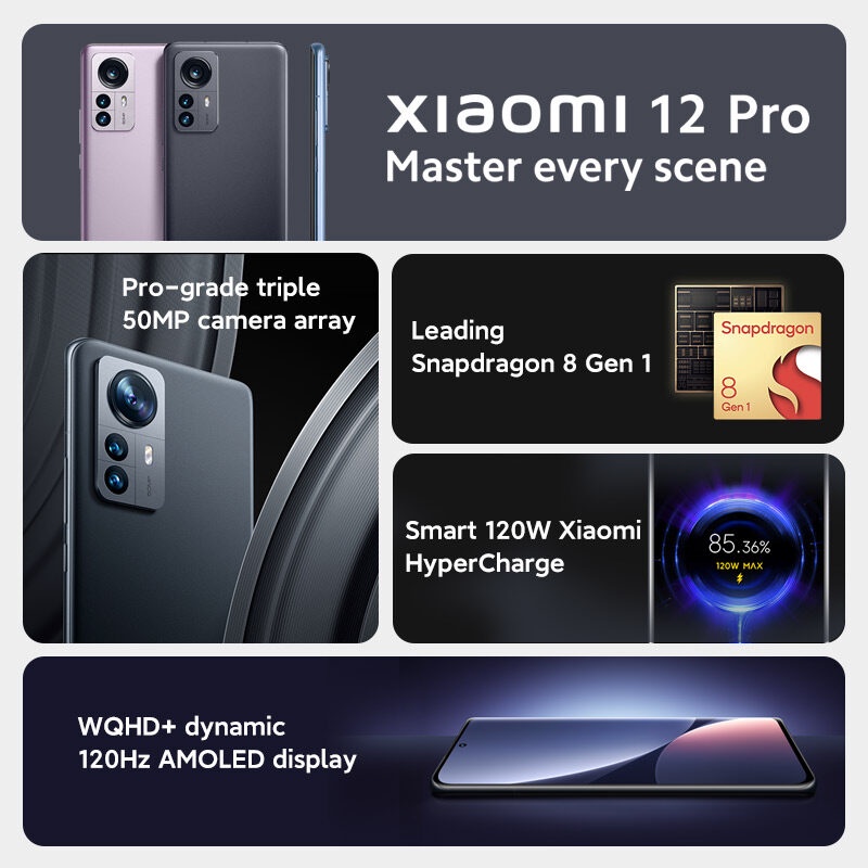 Điện Thoại Thông Minh Xiaomi 12 Pro 5G 8GB 256GB / 12GB 256GB Snapdragon 8 gen 1 Octa Core 6.73inch 120Hz 4600mAh 120W