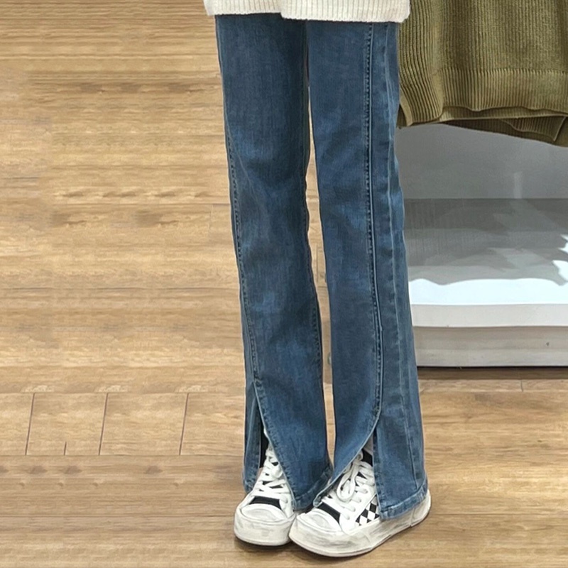 IELGYQuần Jean Dài Lưng Cao Dáng Ôm Xẻ Tà Thời Trang Cá Tính Cho Nữ