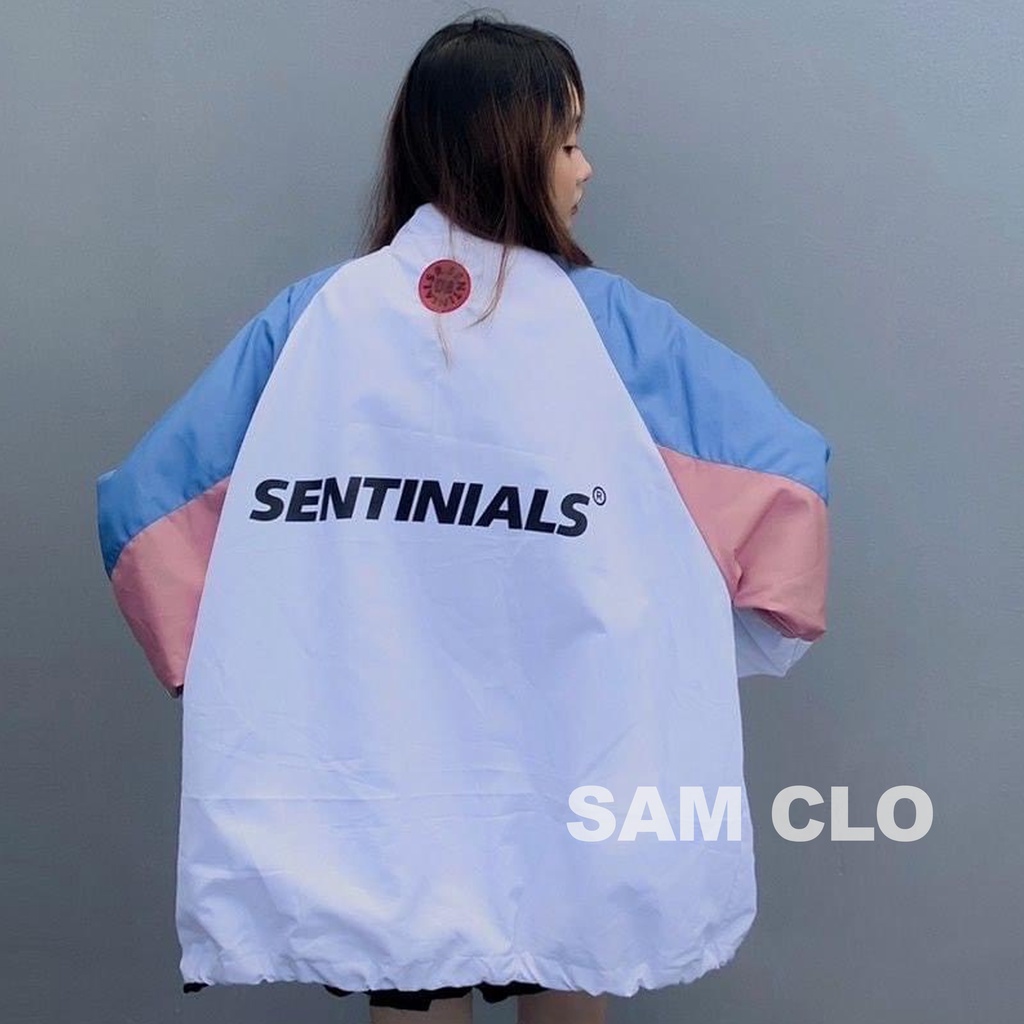 Áo khoác dù bomber nam nữ 2 lớp phong cách bóng chày form rộng unisex mặc cặp - couple in chữ SENTINIALS