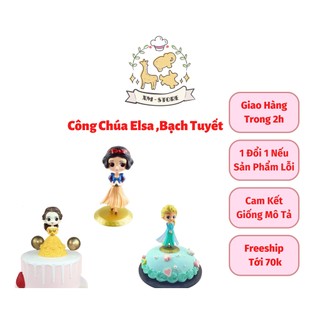 Trang trí bánh sinh nhật , trang trí bánh kem - Tượng công chúa váy vàng - công chúa Elsa