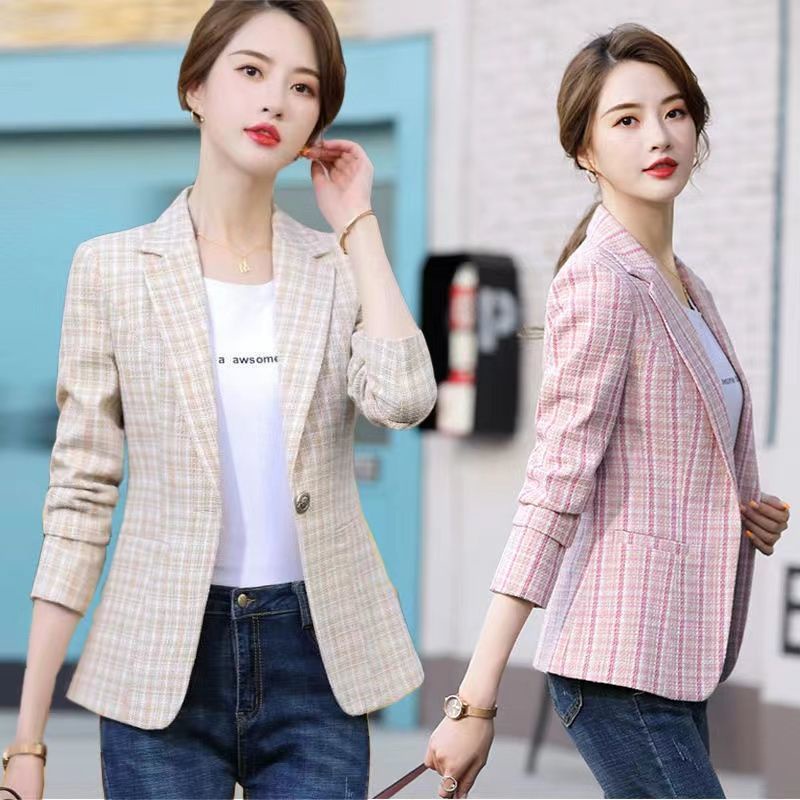 Áo Khoác Vest Kẻ Sọc Caro Phong Cách Anh Quốc Thời Trang Xuân Thu Mới 2022