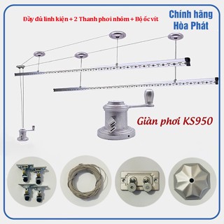 Giàn phơi thông minh Hòa Phát KS950 siêu bền, Giàn phơi quần áo, Giàn phơi gắn trần đầy đủ phụ kiện