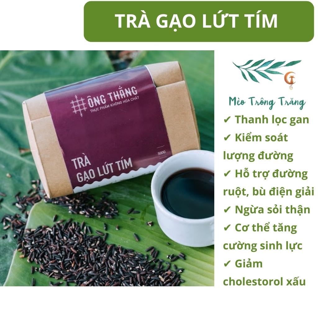 Trà gạo lứt tím/ trà gạo đậu Ông Thắng rang bếp củi, hạ thổ thải độc, hỗ trợ sức khỏe gói 500g