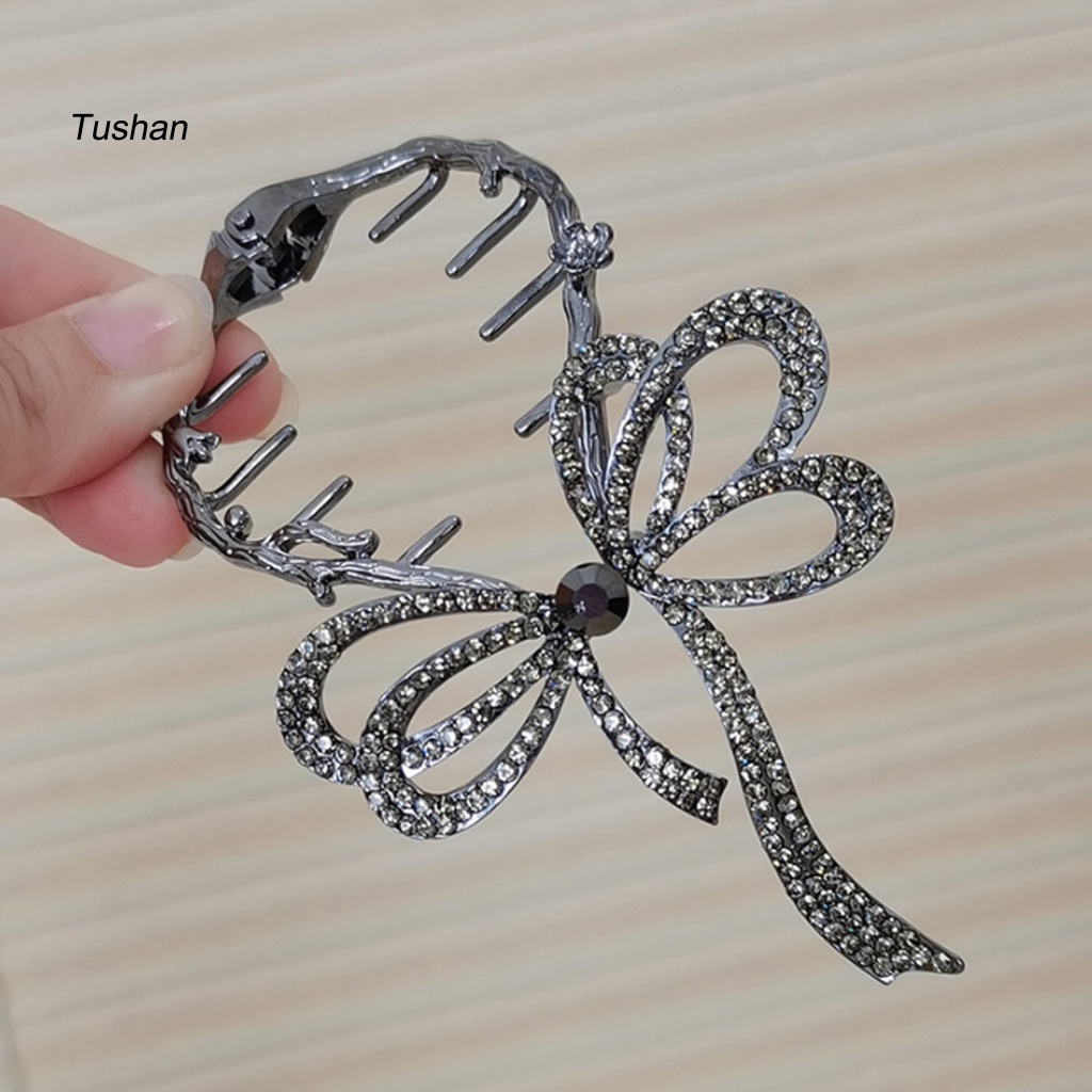 Kẹp Tóc Nơ Đính Đá Lấp Lánh Chống Trượt / Mòn