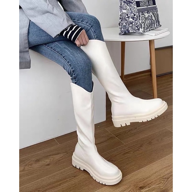 Giày boot đùi nữ cao cổ chất da mềm kéo khóa sau M457
