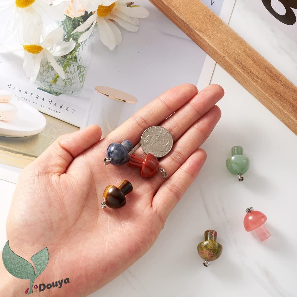 Mặt Dây Chuyền Hình Nấm Bằng Đá Thạch Anh Chakra Reiki Dùng Làm Trang Sức DIY